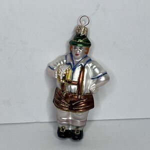 Bavarian Octoberfest Man Beer Polish Blown Glass Christmas Ornament